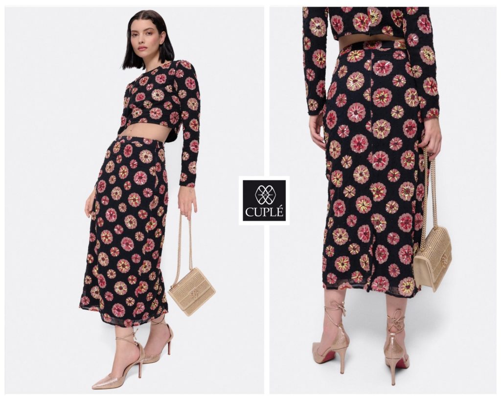 Falda-de-tubo-con-estampado-floral-Cuple